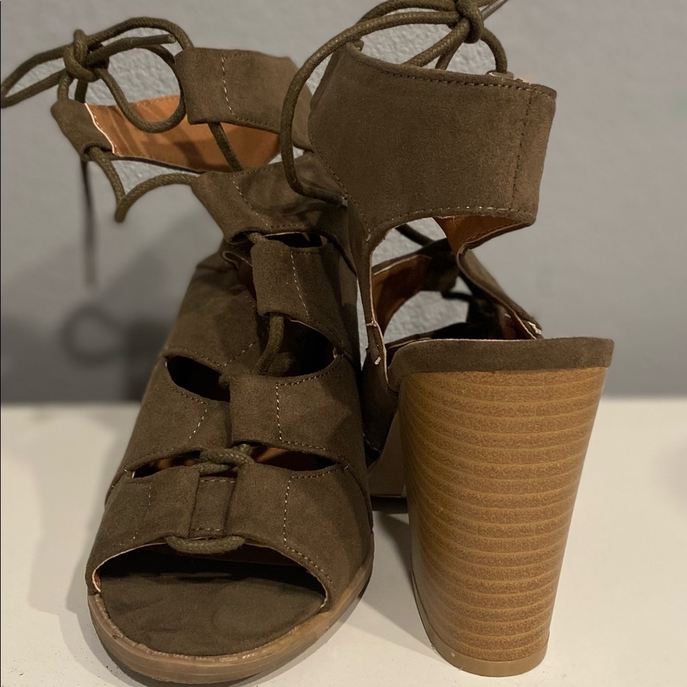 Olive green gladiator  heels